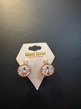 Seoul Stone 18K Gold Plated Crystal Stud Earrings
